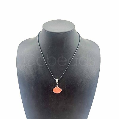 Synthetic Goldstone Fan-Shaped Pendant Necklaces VA7169-9-1