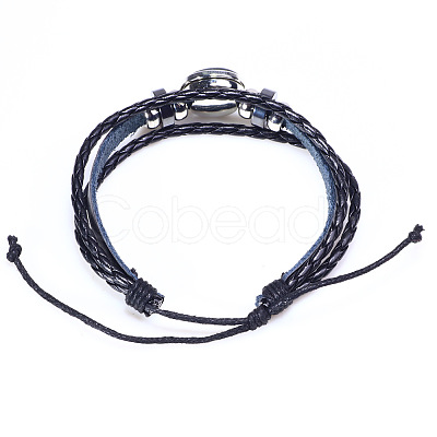 12 Constellation Leather Cord Bracelets BJEW-P240-E09-1