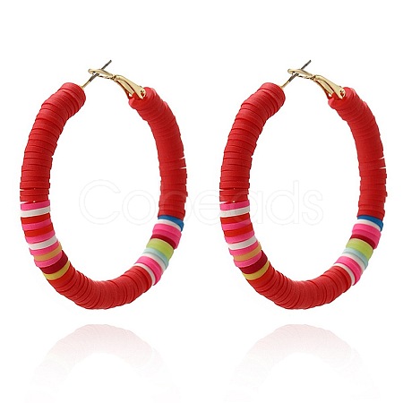 Bohemia Style Colorful Clay Beads Hoop Earrings JQ3310-8-1