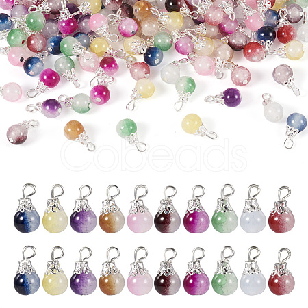 100Pcs 10 Colors Baking Painted Glass Pendants PALLOY-TA0002-47-1