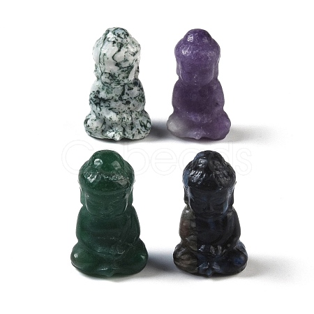 Natural Mixed Gemstone Carved Buddha Figurines DJEW-M015-06-1