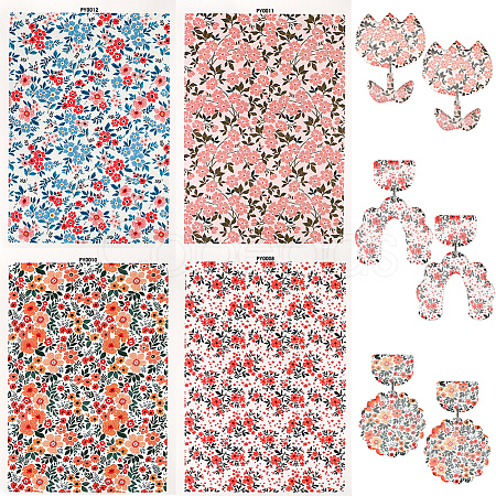 CRASPIRE 8 Sheets 4 Style Flower Pattern Ceramics Clay Water Transfer Paper DIY-CP0010-36A-01-1