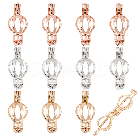 ARRICRAFT 12Pcs 3 Colors Alloy Bead Cage Pendants FIND-AR0001-60-1