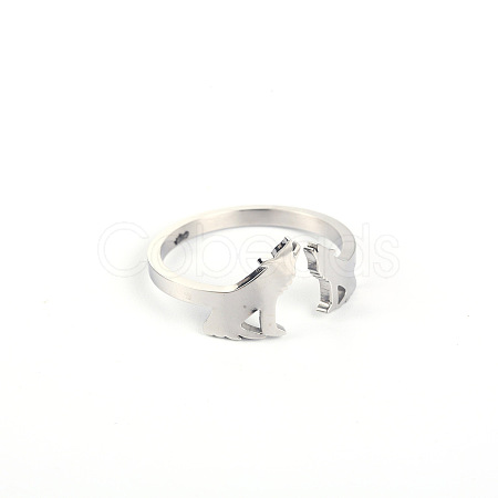 Stylish Adjustable Stainless Steel Wolf Cuff Rings for Women CD3807-8-1