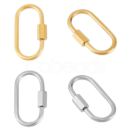 Unicraftale 4Pcs 2 Colors 304 Stainless Steel Screw Carabiner Lock Charms STAS-UN0053-34-1