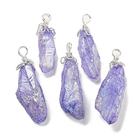 Electroplated Raw Rough Natural Quartz Crystal Big Pendants G-A229-02P-06-1