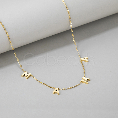 Fashionable Geometric Stainless Steel Letter Mama Pendant Necklace for Women's Daily Wear CD8695-2-1