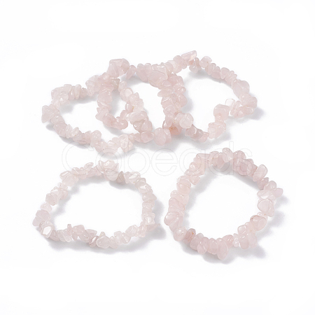 Natural Rose Quartz Stretch Bracelets BJEW-G615-03-1