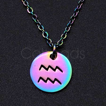 Rainbow Color Titanium Steel Constellation Pendant Necklace for Women ZODI-PW0001-039K-1