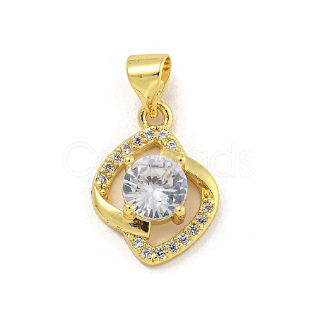 Rack Plating Brass Micro Pave Cubic Zirconia Pendants KK-G513-08G-1