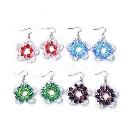 Glass Beads Dangle Earrings EJEW-JE02986-1