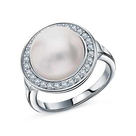 S925 Silver Pearl Zircon Ring French Simple Elegant Luxurious Mother's Day Gift ET1877-1-1