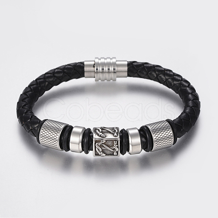 Braided Leather Cord Bracelets BJEW-H560-26-1