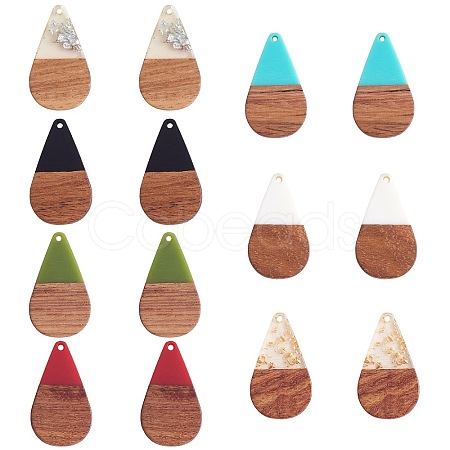 14Pcs 7 Styles Opaque Resin & Transparent Foil Resin Pendants RESI-SZ0001-81-1