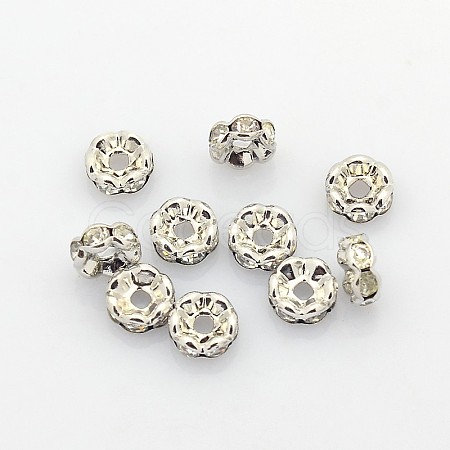 Brass Rhinestone Spacer Beads X-RB-A014-L6mm-01P-NF-1
