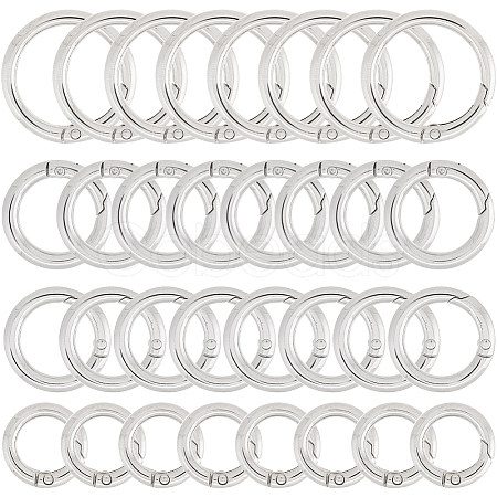 SUNNYCLUE 32Pcs 4 Styles Zinc Alloy Spring Gate Rings FIND-SC0005-23-1