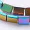 PVD Vacuum Plating Electroplate Non-magnetic Synthetic Hematite Beads Strands, Grade A, Rectangle, Multi-color Plated, 8x6x2mm, Hole: 1mm, about 50pcs/strand, 15.7 inch(40cm)