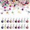 100Pcs 10 Colors Baking Painted Glass Pendants, with Silver Tone Iron Loops, Teardrop Charms, Mixed Color, 16x8mm, Hole: 2.5mm, 10Pcs/color