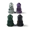 Natural Mixed Gemstone Carved Buddha Figurines, for Home Office Desktop Feng Shui Ornament, 17~19x14~15x31mm