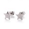 Tarnish Resistant 304 Stainless Steel Stud Earrings, Hypoallergenic Earrings, with Ear Nuts/Earring Back, Star, Stainless Steel Color, 7x7.5mm, Pin: 0.7mm, 12pairs/card