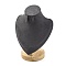 Bust Shaped Microfiber & Wood Jewelry Necklace & Earrings Display Stands, Gray, 8.55x13.95x18.6cm