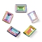 Glass Rhinestone Cabochons, Flat Back & Back Plated, Faceted, Rectangle, Mixed Color, 14x10x5.5mm