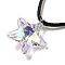 Waxed Cord Necklaces, K9 Glass Pendant Necklaces, Star, Clear AB, 17.72 inch(45cm)