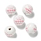 Printed Wood European Beads, Round with Word Pattern, Light Coral, 15.5~16mm, Hole: 4~4.5mm