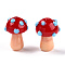 Handmade Lampwork Beads Strands, Mushroom, Red, 15~16.5x11.5~13mm, Hole: 2mm, about 20pcs/strand, 12.60~12.99 inch (32~33cm)