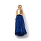 Cotton Pendants, with CCB Plastic Finding, Tassl, Medium Blue, 24.5~30x6mm, Hole: 1.4mm