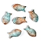 Handmade Lampwork Beads, Fish, Teal, 15x8mm, Hole: 0.7mm