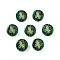 Synthetic Malachite Beads, with Golden Tone Brass Slices, Flat Round with Constellations, Capricorn, 15x4mm, Hole: 1mm