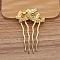 Alloy Hair Comb Findings, Cabochon Settings, Butterfly, Golden, 77x50mm