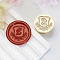 Golden Tone Round Wax Seal Brass Stamp Heads, for Wax Seal Stamp, Flower with Letter Pattern, Letter E, 20x14mm, Inner Diameter: 7mm