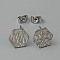 304 Stainless Steel Textured Geometry Stud Earrings Findings with Hole, Hexagon, 12x10.5mm, Hole: 1mm, Pin: 0.6mm