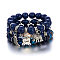 Boho Style Wood Beaded Stretch Bracelet Sets for Women, with Acrylic and Alloy Finding , Marine Blue, No Size 