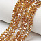 Electroplate Glass Beads Strands, Half Plated, Rainbow Plated, Faceted, Rondelle, Goldenrod, 3x2mm, Hole: 0.8mm, about 150~155pcs/strand, 15~16 inch(38~40cm)