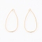 Brass Earring Hooks, with Horizontal Loop, Real 18K Gold Plated, 34~35x17~18x0.8mm, Hole: 1.5mm, Pin: 0.8mm