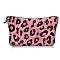 Leopard Print Polyester Cosmetic Zipper Pouches, Waterproof Clutch Bag, Toilet Bag for Women, Hot Pink, 21x18x13.5cm