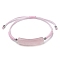 Curved Rectangle Natural Rose Quartz Adjustable Nylon Cord Braided Bead Bracelets for Women Men, Inner Diameter: 1-1/4~3-1/8 inch(3.2~8cm)