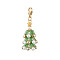 Christmas Tree Glass & Shell Pearl Pendant Decorations, Lobster Claw Clasps Charm for Bag Key Chain Ornaments, Green, 48mm