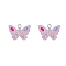 Alloy Rhinestone Pendants, Enamel Style, Butterfly, Pink, 18mm