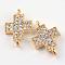 Alloy Rhinestone Links connectors, Cross, Golden, 19.5x12.5x4mm, Hole: 2mm