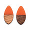 Transparent Resin & Walnut Wood Pendants, Teardrop Shape Charm, Coral, 38x18x3mm, Hole: 2mm