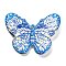 Printed Opaque Acrylic Beads, Butterfly, Cornflower Blue, 31x41x4.5mm, Hole: 1.5mm