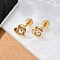 Heart Crystal Rhinestone Ear Fake Plugs, 304 Stainless Steel Piercing Stud Screw Earrings for Women, Golden, 7x8mm, Pin: 1mm