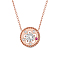 SHEGRACE 925 Sterling Silver Pendant Necklace, AAA Cubic Zirconia, Flat Round with Flower, Rose Gold, 15.74 inch