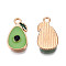 Alloy Enamel Pendants, Cadmium Free & Lead Free, Light Gold, Avocado, Lime Green, 17.5x9.5x2mm, Hole: 1.6mm