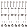 Pandahall 90Pcs 3 Size 202 Stainless Steel Ball Stud Earring Findings STAS-TA0002-22-11