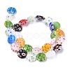 Flat Round Handmade Millefiori Glass Beads Strands LK-R004-63-2